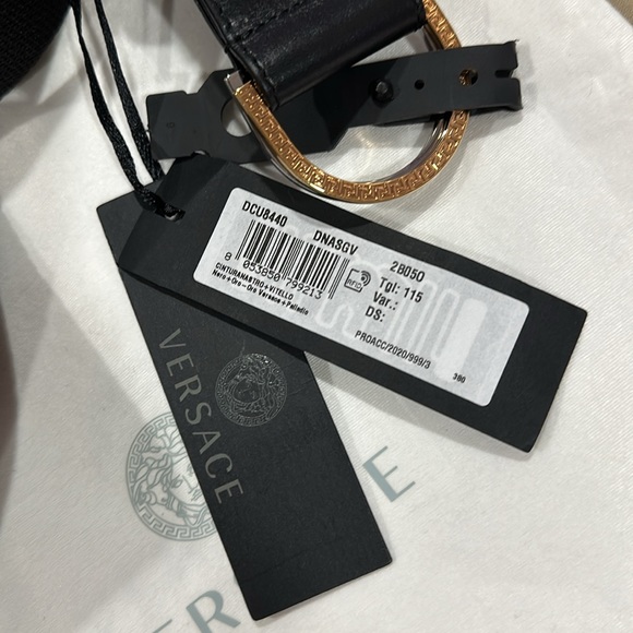 Versace fabric belt with Greca design and leather trim - Picture 2 of 5